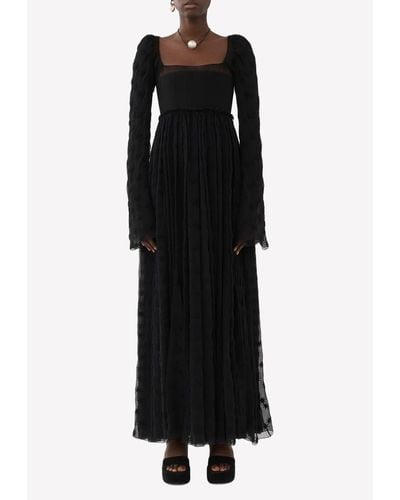 Chloé Long-Sleeved Silk And Wool Maxi Dress - Black