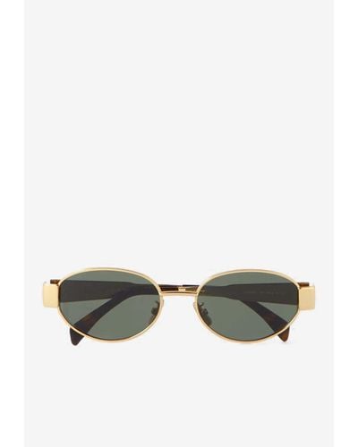 Celine Triomphe Oval Sunglasses - Green