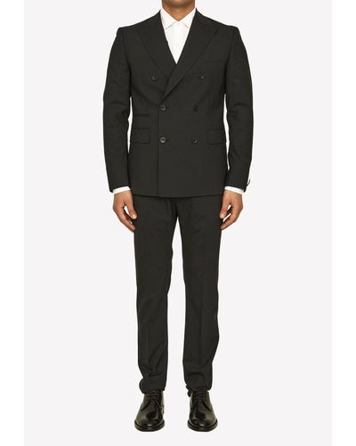 Tonello Double-Breasted Wool Suit - Black