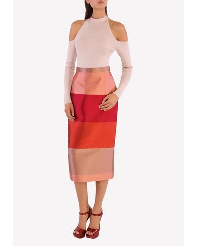 Bibhu Mohapatra Colorblock Sheath Midi Skirt - Red