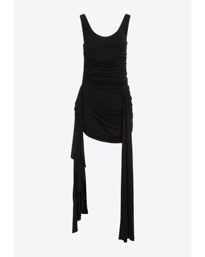 Mugler Draped Sleeveless Mini Dress - Black