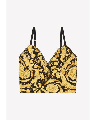 Versace Barocco Print Cropped Camisole - Yellow