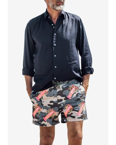 Les Canebiers All-Over Lobster Swim Shorts - Blue
