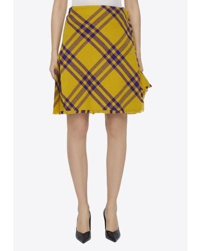 Burberry Check Wool Mini Skirt - Yellow