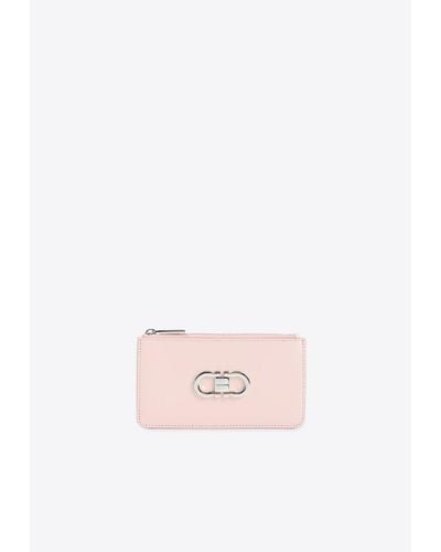 Ferragamo Gancini Zipped Leather Cardholder - Pink