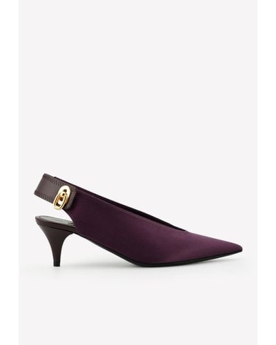 Tom Ford 55 Pointed Satin Slingback Pumps - Purple