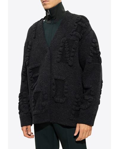 Bottega Veneta Alphabet Knitted Wool Cardigan - Black