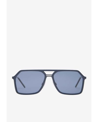 Dolce & Gabbana Dg Intermix Rectangular Sunglasses - Blue