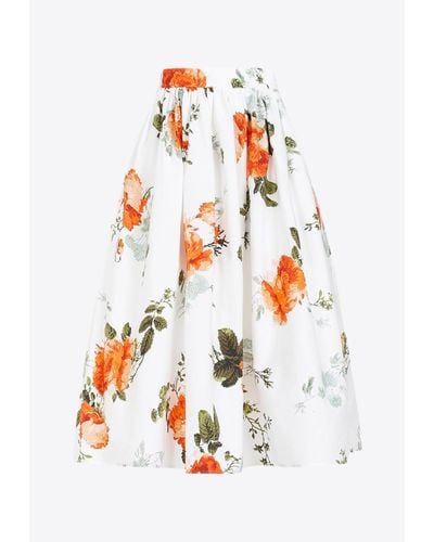 Erdem Floral Print Midi Skirt - White