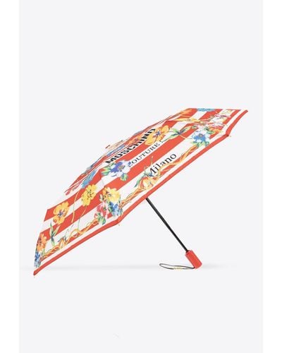 Moschino Floral Print Foldable Umbrella - White