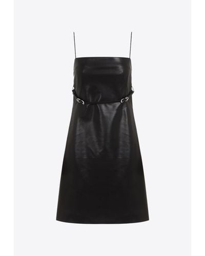 Givenchy Leather Sleeveless Belted Mini Dress - Black