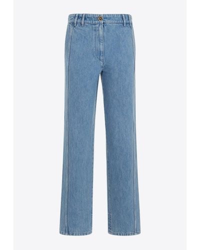 Patou Tapered Logo-Embroidered Jeans - Blue