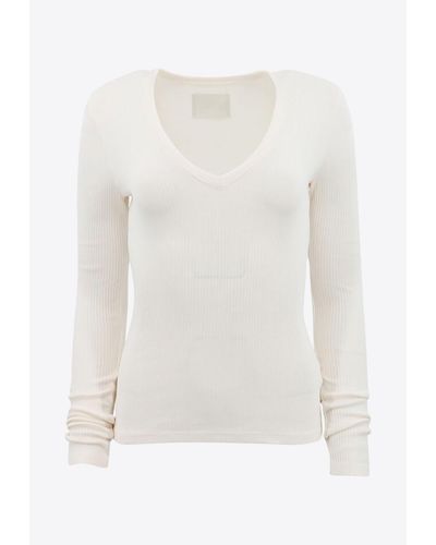 Citizens of Humanity Florence V-Neck Ribbed Sweater - White