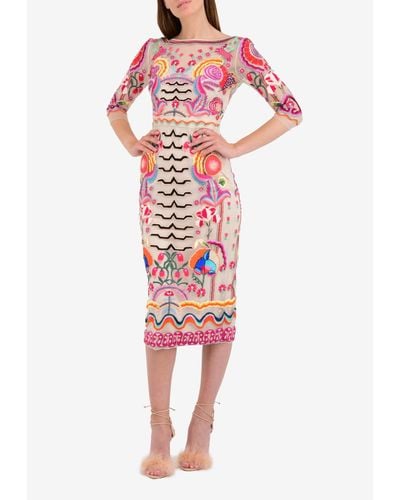 Temperley London Fitted Chimera Dress - Multicolour