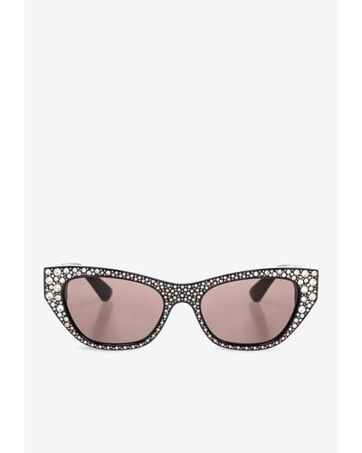 Alexander McQueen Crystal Paved Cat-Eye Sunglasses - Pink