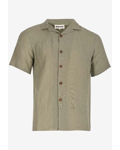Marané Camp Collar Short-Sleeved Shirt - Green