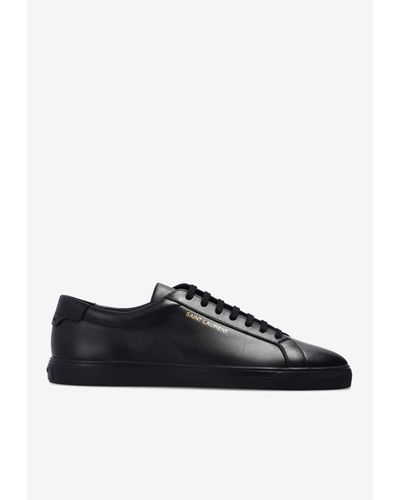 Saint Laurent Andy Low-Top Leather Sneakers - Black