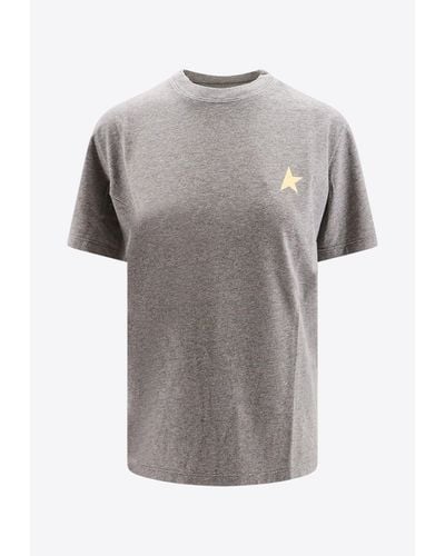 Golden Goose Mélange Effect And Iconic Logo T-Shirt - Gray