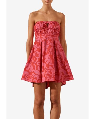 Shona Joy Antonia Strapless Bustier Mini Dress - Red