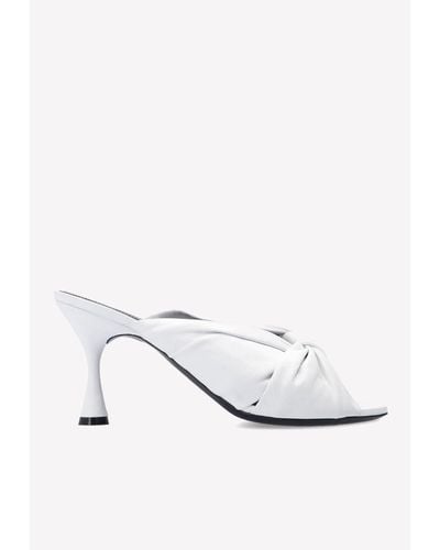 Balenciaga Drapy 95 Knotted Leather Mules - White