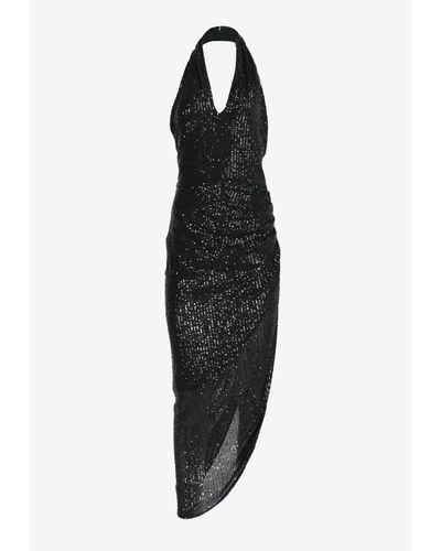 In the mood for love Madeleine Sequined Halter Dress - Black