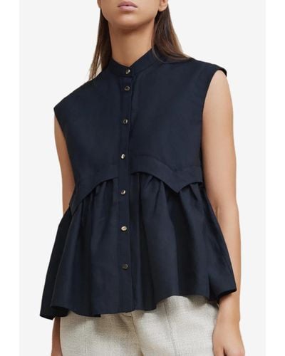 Acler Bullard Top With Pleating Details - Blue