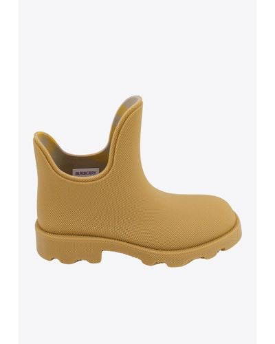Burberry Marsh Pebbled Ankle Rain Boots - Natural