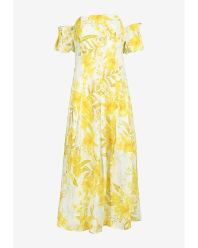 Elliatt Sheraton Midi Floral Dress - Yellow