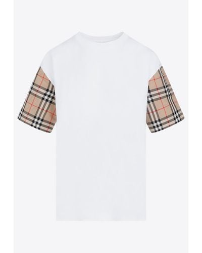 Burberry Checked Short-Sleeved T-Shirt - White