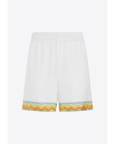 Casablancabrand Tennis Club Silk Shorts - White