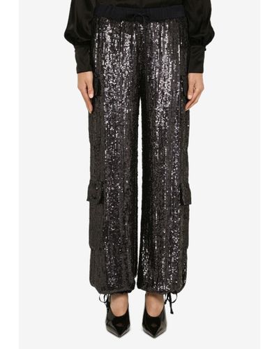 P.A.R.O.S.H. Sequined Cargo Trousers - Black