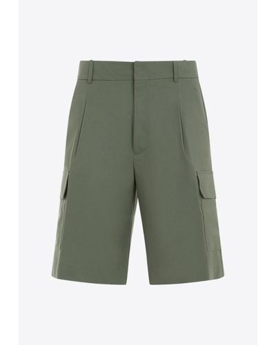 Drole de Monsieur Tailored Wool-Blend Cargo Shorts - Green