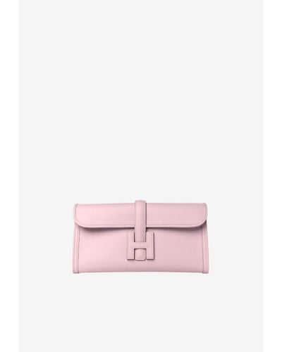 Hermès Jige Elan 29 Clutch Bag In Mauve Pale Swift Leather - Pink
