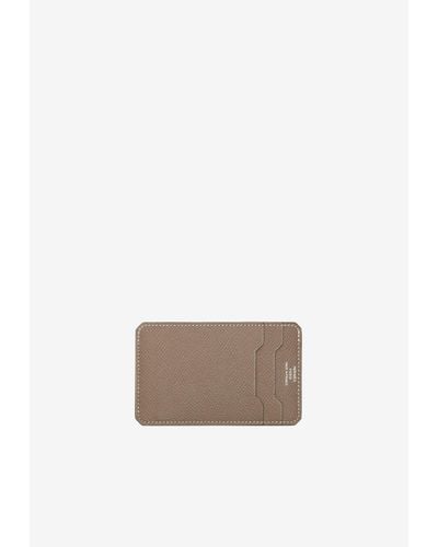 Hermès City 3cc Cardholder In Etoupe Epsom Leather - White