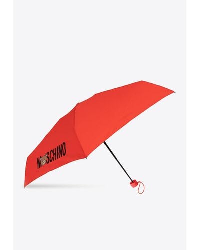 Moschino Logo Print Umbrella - Red