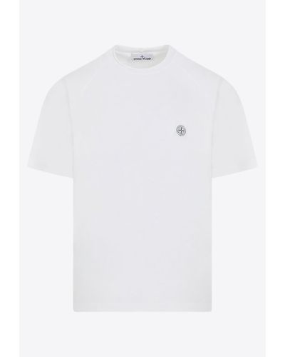 Stone Island Logo-Printed Crewneck T-Shirt - White