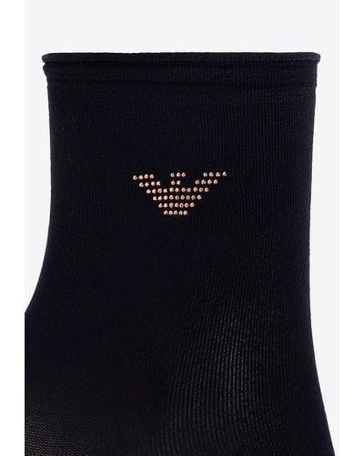 Emporio Armani Logo Embroidered Socks - Black