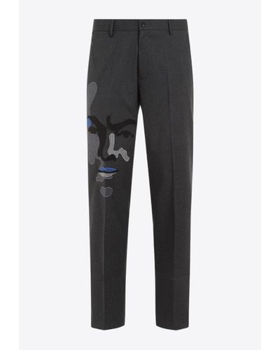 Kidsuper Face Pinstriped Tailored Trousers - Grey