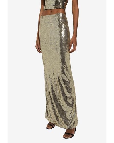 Dolce & Gabbana Sequined Mermaid Maxi Skirt - Natural