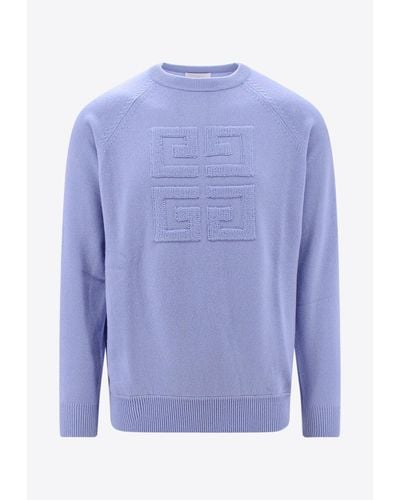 Givenchy 4G Embossed Cashmere Sweater - Blue
