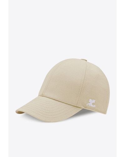 Courreges Logo Embroidered Cap - Natural