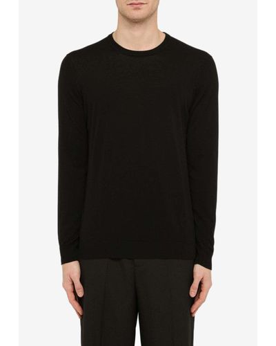 Drumohr Long-Sleeved Crewneck T-Shirt - Black