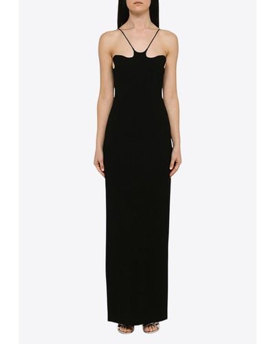 Monot Asymmetrical Neckline Maxi Dress - Black