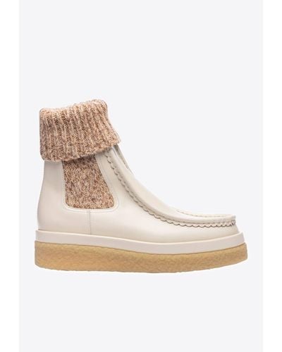 Chloé Jamie Sock-detail Ankle Boots - Natural