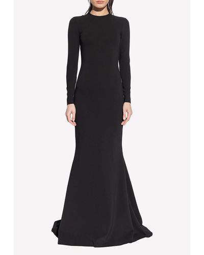 Balenciaga Stretch Crepe Long Dress - Black