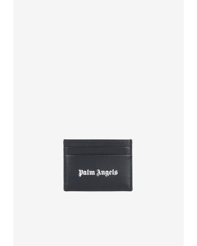Palm Angels Logo Print Calf Leather Cardholder - White