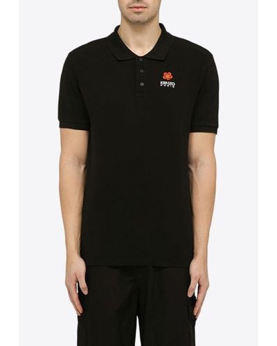 KENZO Logo Short-Sleeved Polo T-Shirt - Black