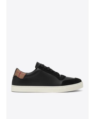 Burberry Leather Paneled Low-Top Sneakers - Black