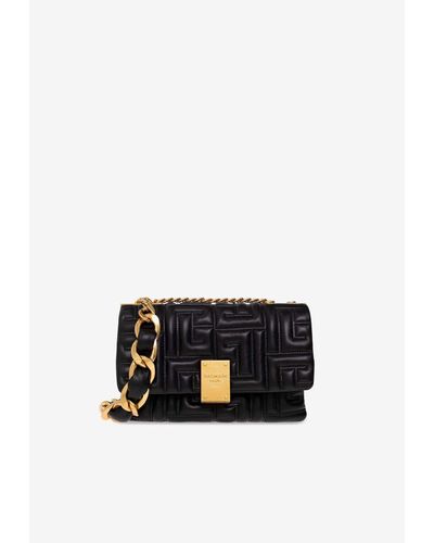Balmain Small 1945 Quilted Leather Shoulder Bag - Black