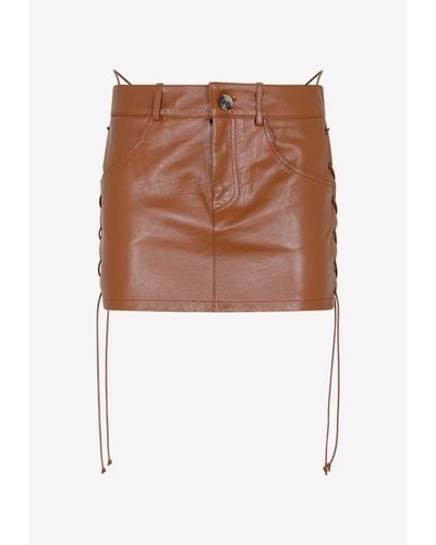 Petar Petrov Low-waist Mini Leather Skirt - Brown
